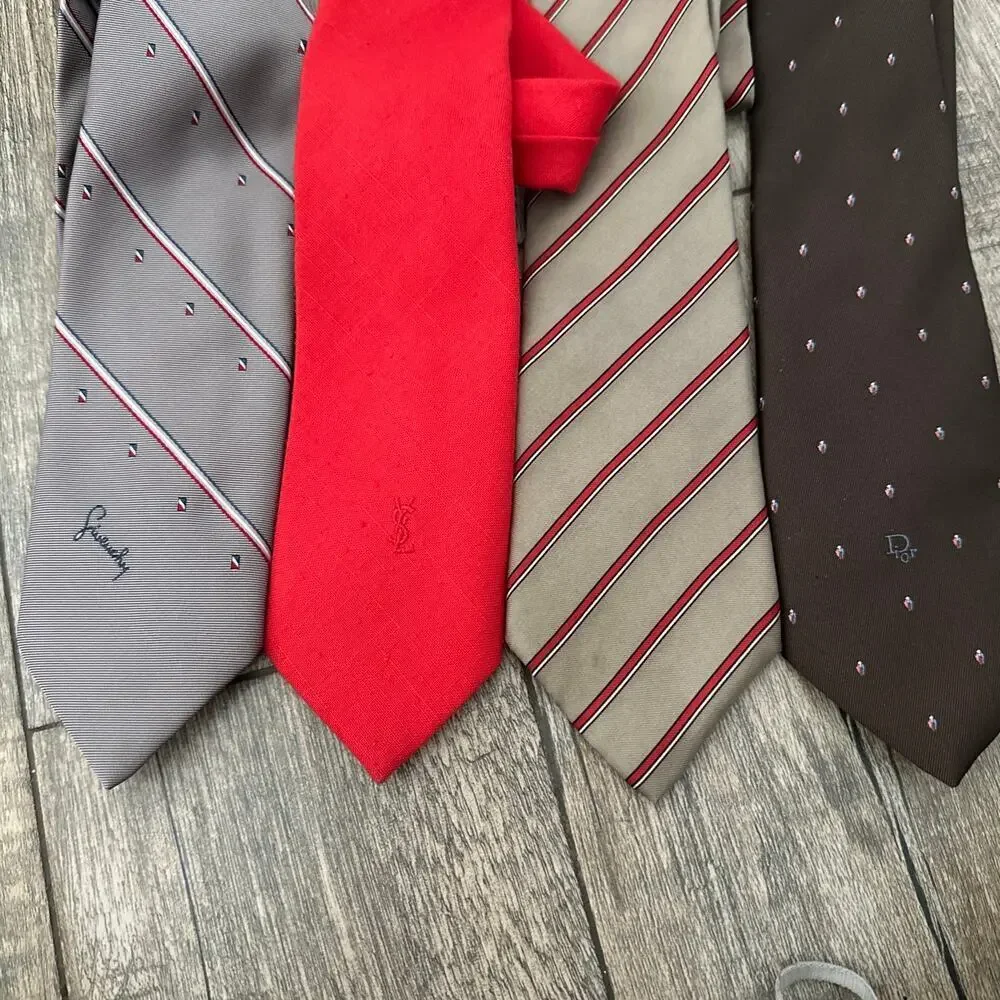 Designer Tie Lot of 4 Givenchy, Christian Dior, Yves Saint Laurent & More